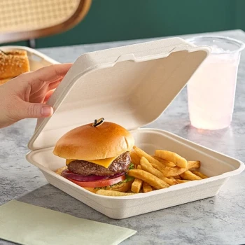 Dart 9" x 9" Compostable Fiber Hinged Take-Out Container - 200/Case