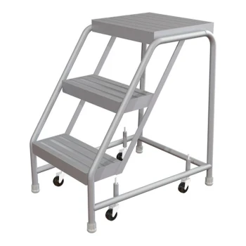 Tri-Arc 3-Step Aluminum Mobile Step Stool with Ribbed Tread, 16" Wide Steps, and 14" Deep Top Step WLAR003164 - 350 lb. Capacity
