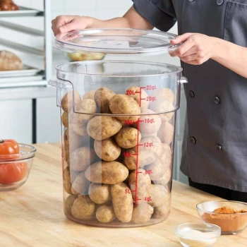 Choice 22 Qt. Clear Round Polycarbonate Food Storage Container with Lid
