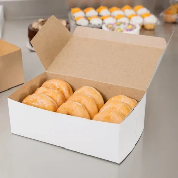 10" x 6" x 3 1/2" White Customizable Donut / Bakery Box - 10/Pack
