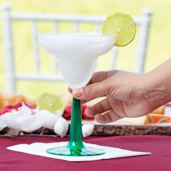 Fineline Flairware 2312-GRN 12 oz. 2-Piece Plastic Margarita with Green Base   - 96/Case