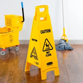 Rubbermaid® FG611477YEL 37" Yellow 4-Sided Wet Floor Sign - "Caution Wet Floor"
