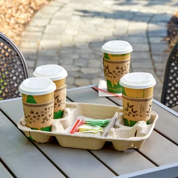 EcoChoice 8-32 oz. 4-Cup Carrier with Tray - 125/Pack