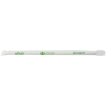 Stalk Market Planet+ PLA-S6W-C 7 3/4" Clear Jumbo Compostable Wrapped PLA Straw - 4,800/Case