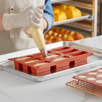 Pavoni Formaflex 9 Compartment Rectangle Silicone Baking Mold FR028 - 3 1/8 inch x 1 3/16 inch Cavities