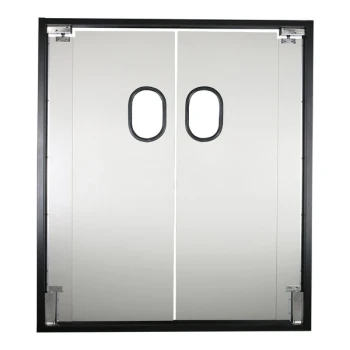 Aleco Impacdor FS-250 60" x 84" Fieldstone Gray Rigid Double Swinging Traffic Door with 9" x 14" Rubber Gasketed Windows 73007