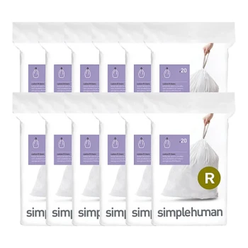 simplehuman CW0253MC 2.6 Gallon 25 Micron 17 7/8" x 16 1/2" Code R White Custom Fit Trash Can Liner - 240/Case