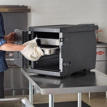 Cambro Cam GoBox® Black Front Loading EPP Insulated Food Pan Carrier - 4 Full-Size Pan Max Capacity