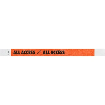 Carnival King Neon Red "ALL ACCESS" Disposable Wristband 3/4" x 10" - 500/Bag