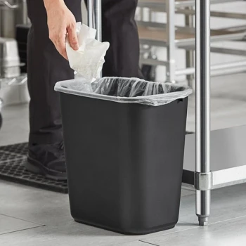 Lavex Janitorial 28 Qt. / 7 Gallon Black Rectangular Wastebasket