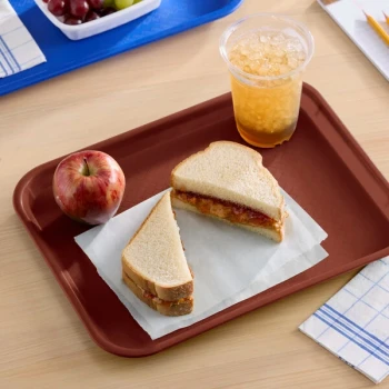 Choice 10" x 14" Burgundy Plastic Fast Food Tray - 12/Pack