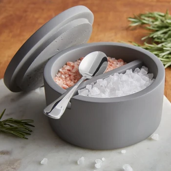 Fox Run 4" x 2 1/2" Cement Salt Cellar with Stainless Steel Spoon