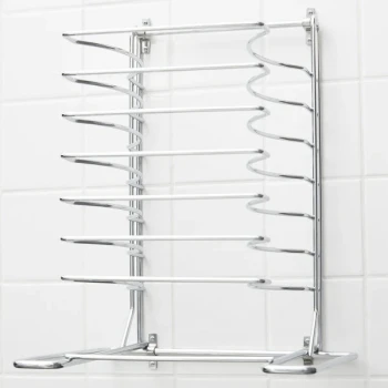 American Metalcraft 19107 7 Slot Wall Mounted Pizza Pan Rack with Wall Mounting Hardware