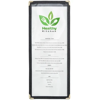 Choice 4 1/4" x 11" Black 2-View Single Pocket Menu Cover