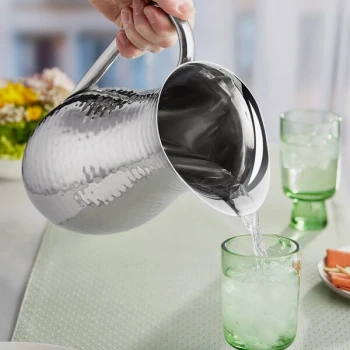 American Metalcraft DWPH64 Hammered Double Wall Stainless Steel 64 oz. Water Pitcher