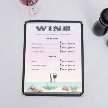 Choice 8 1/2" x 11" Menu Paper - Seafood Themed Coral Design Middle Insert - 100/Pack