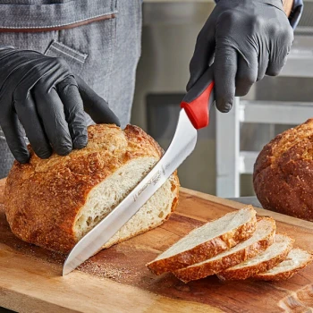 Dexter-Russell 36008R 360 Series 9" Scalloped Offset Bread Knife with Red Handle