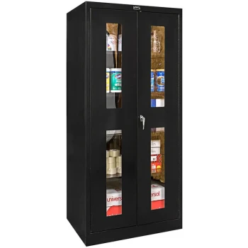 Hallowell 36" x 24" x 72" Black Storage Cabinet with Safety-View Doors - Unassembled 415S24SV-ME