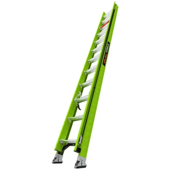Little Giant HyperLite 24' Type 1A Green Fiberglass Extension Ladder 18724 - 300 lb. Capacity