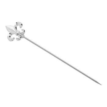 Barfly® 4 3/8" Stainless Steel Cocktail Pick with Fleur de Lis Top M37208 - 12/Pack