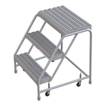 Tri-Arc 3-Step Aluminum Mobile Step Stool with Serrated Tread, 16" Wide Steps, and 14" Deep Top Step WLAR003165 - 350 lb. Capacity