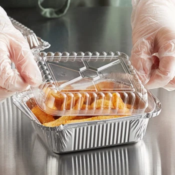 Choice 1 lb. Oblong Foil Take-Out Container with Dome Lid - 500/Case