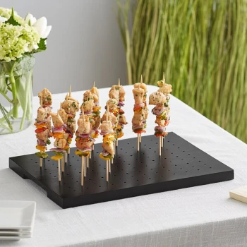 Acopa Mesa 120 Hole Black Wood Skewer / Cake Pop Holder