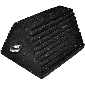 Plasticade® 8" x 10" x 6" Black Rubber Wheel Chock with Eyebolt and Tire Grip Ridges W78V-E - 8 lb.