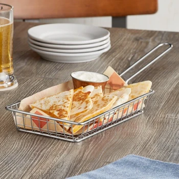American Metalcraft MRECBSKT 9 1/2" x 6" x 1 1/2" Rectangular Stainless Steel Fry Basket