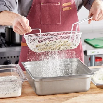 Choice 12" Epoxy-Coated Medium Mesh Breading Basket with Helper Handle