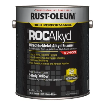 Rust-Oleum ROCAlkyd V7400 System 1 Gallon Safety Yellow High-Performance Direct-to-Metal Alkyd Enamel 245479 - 2/Case