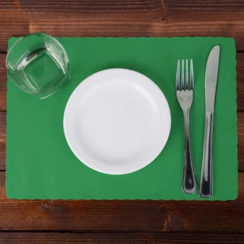 Hoffmaster 310526 10" x 14" Jade Green Colored Paper Placemat with Scalloped Edge - 1,000/Case