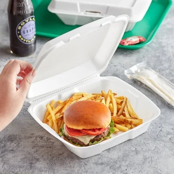 Dart 90HTPF1R 9" x 9" x 3" White Foam Square Take Out Container with Perforated Hinged Lid - 200/Case