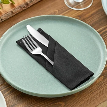 Choice 15 13/16 inch x 15 13/16 inch Customizable Black Single-Use Cotton Dinner Napkin - 250/Case