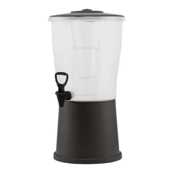 Service Ideas Classic 3 Gallon Round Black Acrylic Cold Beverage Dispenser with Infuser Tube CBDRP3BL