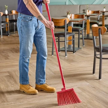 Carlisle 41082EC05 Sparta Duo-Sweep 12" Angled Broom with Red Flagged Bristles and 48" Handle