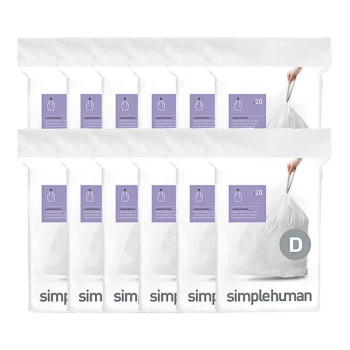 simplehuman CW0254MC 5.3 Gallon 25 Micron 27 7/8" x 15 3/4" Code D White Custom Fit Trash Can Liner - 240/Case
