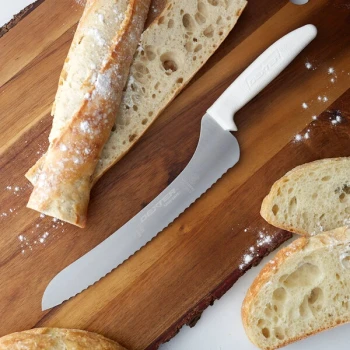 Dexter-Russell 13583 Sani-Safe 9" White Scalloped Offset Bread Knife