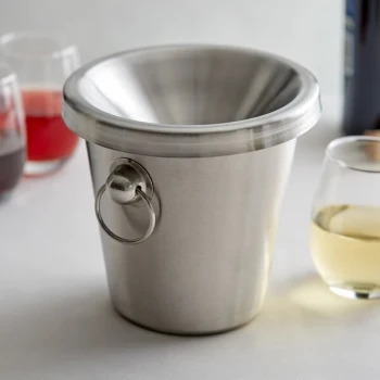 Franmara 9281SET Customizable 1.5 Qt. Brushed Stainless Steel Wine Tasting Spittoon