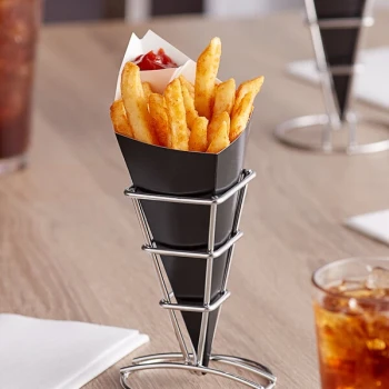 Carnival King 10 oz. Black Square Cardboard Fry Cone - 500/Case