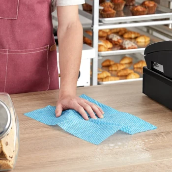 Tork 12" x 15" Blue Z-Fold Food Service Wiper W8 - 320/Case