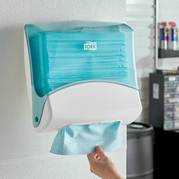 Tork Performance W4 Aqua / White Folded Wiper / Cloth Dispenser 654021