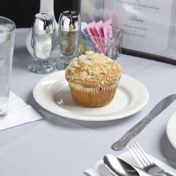 Tuxton YEA-072 Monterey 7 1/4" Eggshell Embossed Rim China Plate - 36/Case