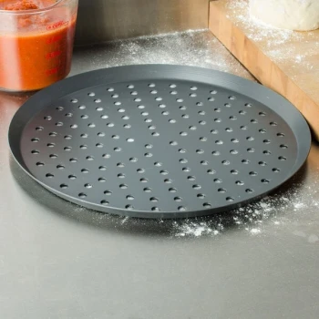 American Metalcraft CAR17PHC 17" Perforated Hard Coat Anodized Aluminum Cutter Pizza Pan