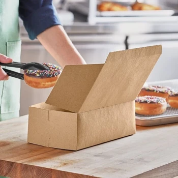Baker's Lane 10" x 6" x 3 1/2" Kraft Donut / Bakery Box - 10/Pack