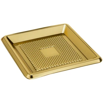 Welcome Home Brands 2 9/16" Gold Mini Square Plastic Medoro Tray - 600/Case
