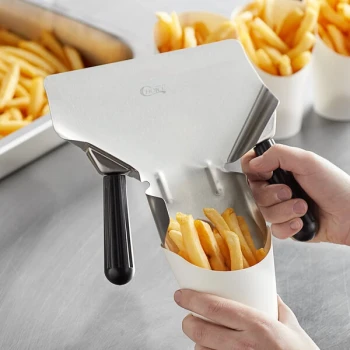 Choice 9" x 8" Stainless Steel Dual Handle French Fry Scoop