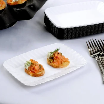 Fineline Flairware 257-WH White 5" x 7" Plastic Snack Tray - 252/Case