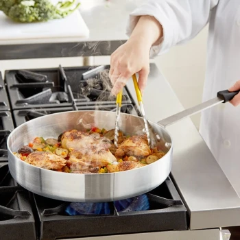 Choice 7 Qt. Aluminum Saute Pan with Black Silicone Handle