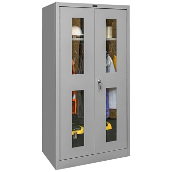 Hallowell 36" x 18" x 72" Gray Wardrobe Cabinet with Safety-View Doors - Assembled 435W18SVA-HG